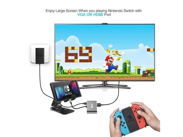 Alt view image 6 of 7 - USB C to HDMI/VGA Adapter, 4 in 1 USB-CType-C Hub VGA/HDMI/USB3.0/PD Video Adapter 4K UHD, Support HDMI&VGA Simultaneously, Compatible with MacBook/Pro/Air,iPad Pro, and More Type C Laptops -Gray