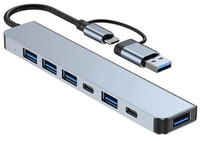 Main image of 7in1 USB Hub 1*USB3.0, 4*USB2.0,USB-C Data Port, 60W PD Port USB C Adapter for Versatile Connectivity USB C Hub Multiport Adapter for MacBook Pro & Air M1 M2