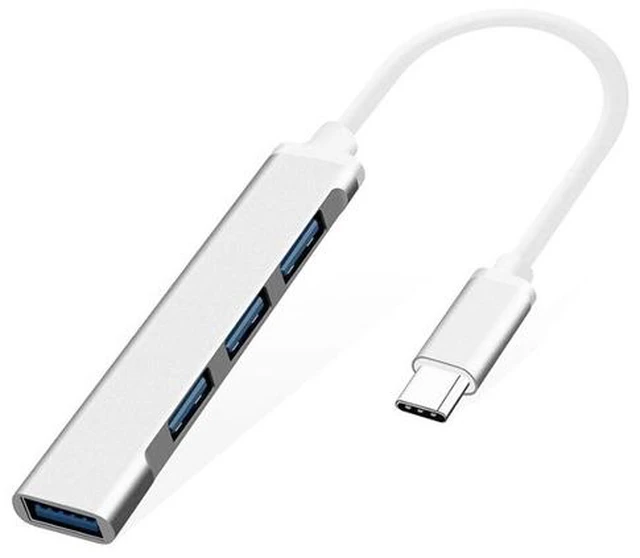 Main image of USB-C Hub 4 Port USB 3.0 Data Hub for Mobile SSD, MacBook, Mac Pro/Mini, iMac, Chromebook, Surface Pro, USB Flash Drives, Notebook PC, XPS, and More-Silver