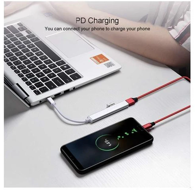 Alt view image 6 of 7 - USB3.0 with 4-Port Hub,USB3.0 Adapter, ESTONE Slim Aluminum,USB Hub with 4 Port USB 3.0 for Laptop, PC, Computer, Mobile HDD, Flash Drive USB Laptops and Other USB Devices-Silver
