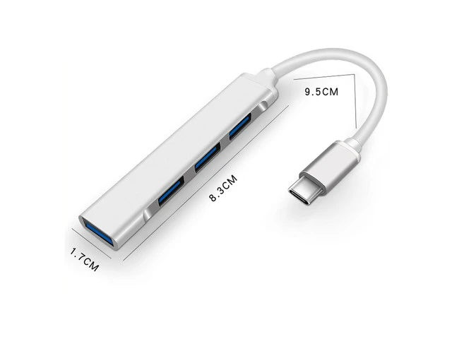 Alt view image 3 of 7 - Upgraded Version USB-C Hub,ESTONE 4-Ports USB 3.0 Ultra-Slim Data Hub 5Gbps Transfer Speed Aluminum USB Extension HUB for Mac, Windows OS, iMac Surface Pro,XPS,PC,Flash Drive Mobile-Silver