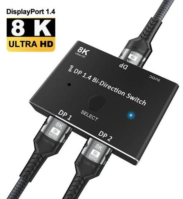 Main image of DisplayPort 8K DP 1.4 2In 1Out 1In 2Out Switch Bi-Direction 8K@60Hz 4K@120Hz Splitter Converter for Multiple Source and displays