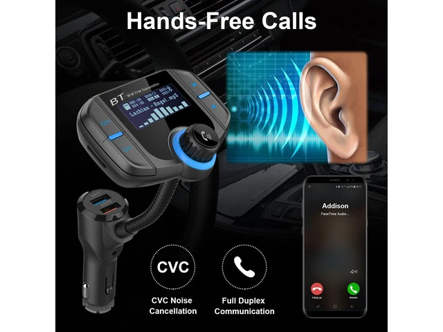 Alt view image 7 of 7 - Bluetooth 4.2 FM Transmitter for Car, 1.7 Inch led Display Wireless Bluetooth Radio Adapter Music Player/Car Kit with Bass Booster, Hands-Free Calls, Siri Google Assistant -BT70