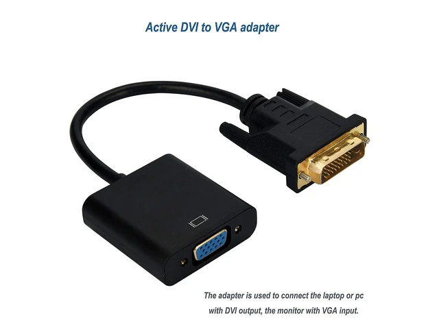 Alt view image 4 of 7 - Active DVI-D to VGA Adapter Converter - Male to Female M/F Video Adapter Cable for DVI-D 24+1 for DVI Device, Laptop, PC to VGA Displays, Monitors, Projectors (DVI24+1 TO VGA)