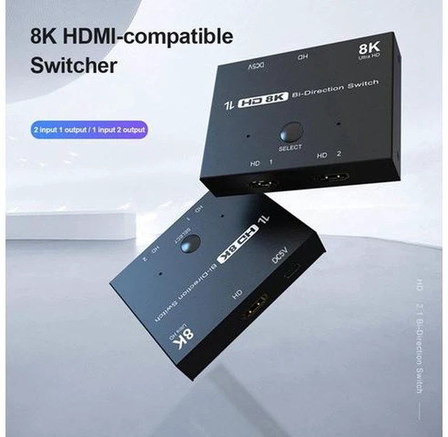 Alt view image 5 of 7 - HDMI 2.1 Ultra HD High Speed 48Gbps Directional Switch Bi-Direction 1x2 2x1 8K@60Hz 4K@120Hz Splitter Converter