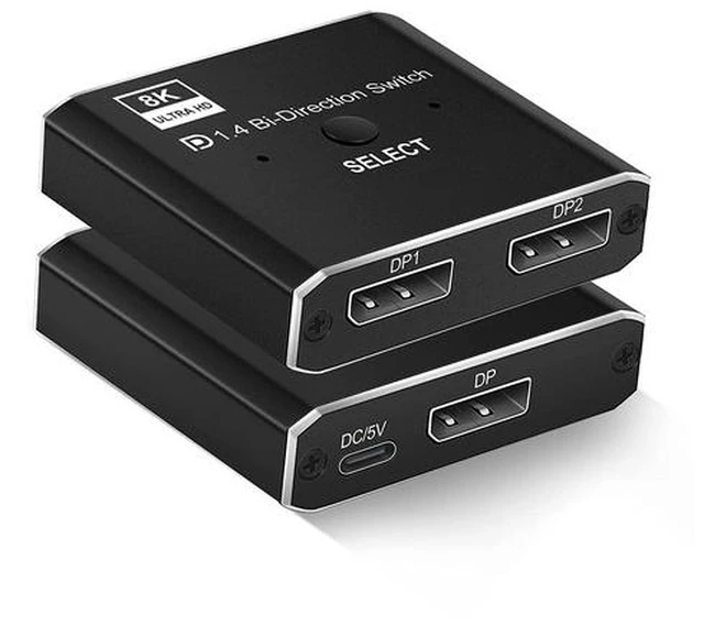 Main image of DisplayPort 8K DP 1.4 2In 1Out 1In 2Out Switch Bi-Direction 8K@30Hz 4K@120Hz Splitter Converter for Multiple Source and displays(OZQD)