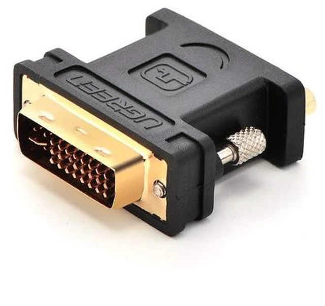 Main image of DVI-I Male (24+5) to VGA Female Black Adapter Gold Plated Supports 1080P Full HD for Computer, PC Host, Laptop, LG HP Dell Monitor and Projector