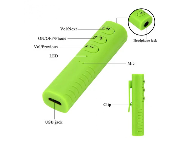 Alt view image 3 of 7 - AX-03 3.5mm Bluetooth Stereo Headphone Earphone Audio Receiver Adapter Converter, Green