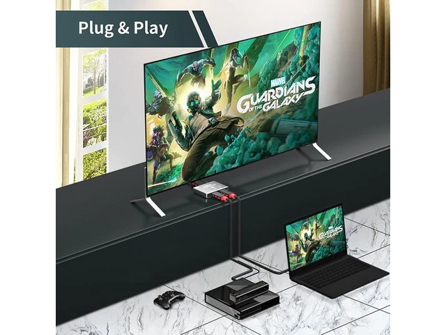 Alt view image 7 of 7 - HDMI 2.1 Ultra HD 8K High Speed 48Gbps Bi-Directional Switch 2 in 1 Out or 1 in 2 Out 8K@60Hz 4K@120Hz Converter Compatible with Xbox PS5 Projectors Monitors