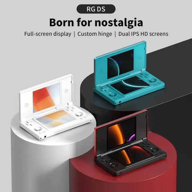 Alt view image 2 of 7 - RG DS Dual System Handheld Game Console 32GB TF Card Preloaded, Android 14 + Linux Retro Gaming Console, Dual Screen 4 IPS Display, WiFi Bluetooth, Portable Emulator Console (Turquoise Blue)
