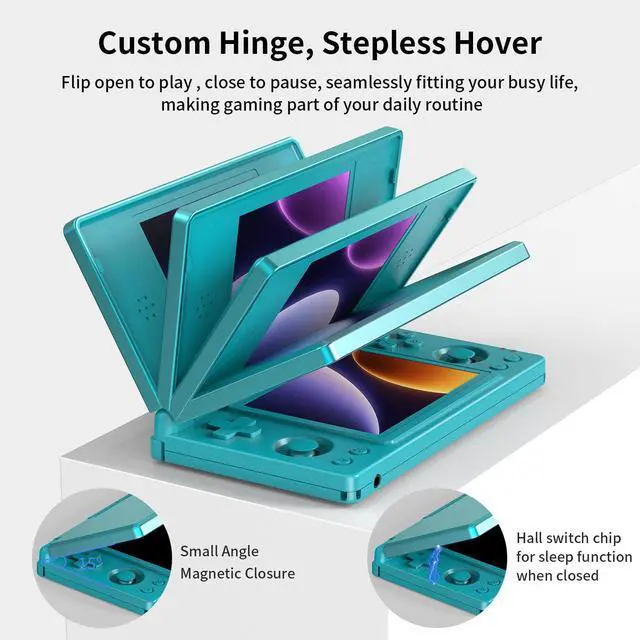Alt view image 5 of 7 - RG DS Dual System Handheld Game Console 32GB TF Card Preloaded, Android 14 + Linux Retro Gaming Console, Dual Screen 4 IPS Display, WiFi Bluetooth, Portable Emulator Console (Turquoise Blue)