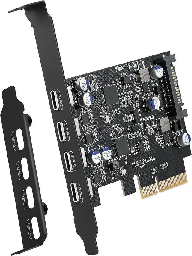 Main image of 4 Ports USB 3.2 PCIe Card 10Gbps PCIe USB Expansion Card to USB-C/15 Pin | PCI USB C Card, PCI Express 3.0 X4 Adapter with Low-Profile Bracket, Configure 15 Pin SATA Power Supply for Windows/Linux PC