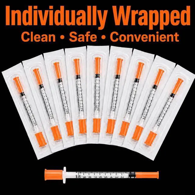 Alt view image 3 of 7 - 100 PACK U-100 Syringes 30G 5/16" (8mm) 1ml/cc, Disposable Syringe 1ml 31 Gauge 8mm 100