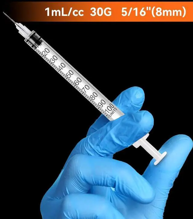 Alt view image 2 of 7 - 100 PACK U-100 Syringes 30G 5/16" (8mm) 1ml/cc, Disposable Syringe 1ml 31 Gauge 8mm 100