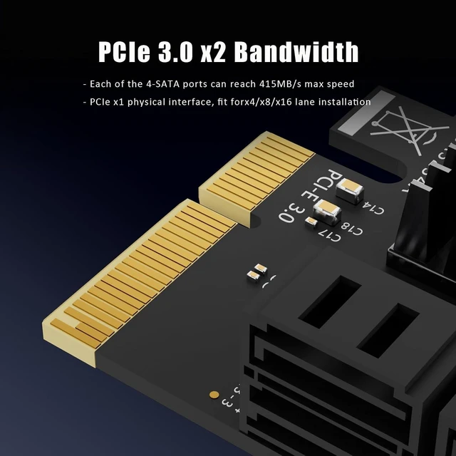 Alt view image 6 of 7 - SA3234A 4-Port SATA Expansion Card, PCIE X4 Interface Compatible with Windows, Linux, Mac OS, NAS