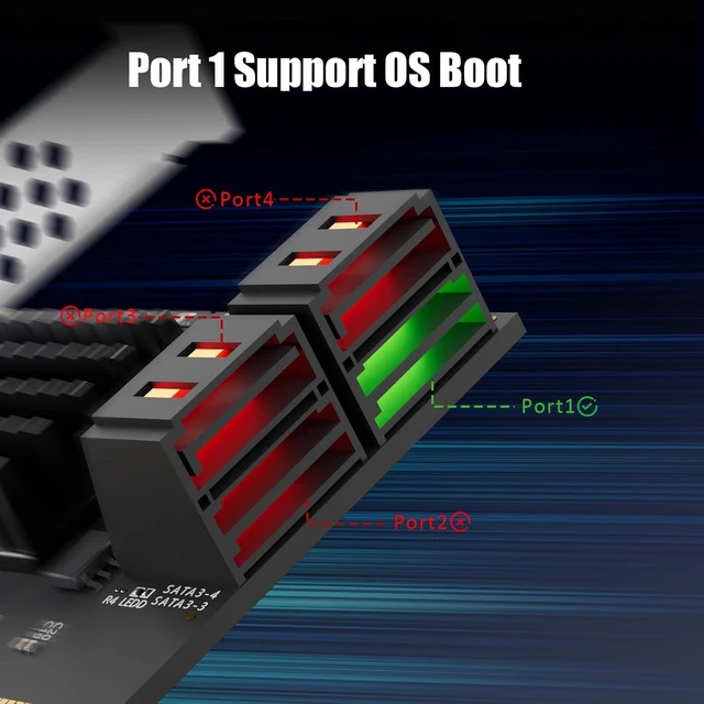 Alt view image 4 of 7 - SA3234A 4-Port SATA Expansion Card, PCIE X4 Interface Compatible with Windows, Linux, Mac OS, NAS