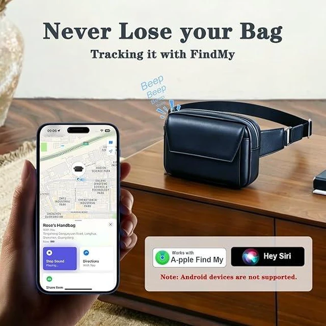 Alt view image 4 of 7 - Anti-Theft Crossbody Bag with Fingerprint Lock,Leather Sling Bag with findmy tracker for Men Women,Shoulder Chest Bag Zipper Lock for travel