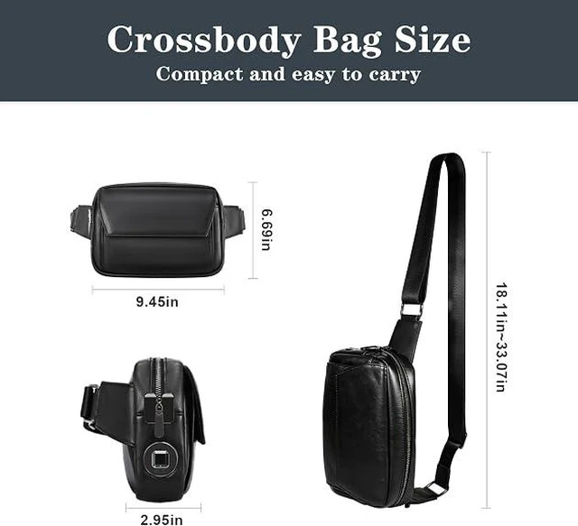 Alt view image 6 of 7 - Anti-Theft Crossbody Bag with Fingerprint Lock,Leather Sling Bag with findmy tracker for Men Women,Shoulder Chest Bag Zipper Lock for travel
