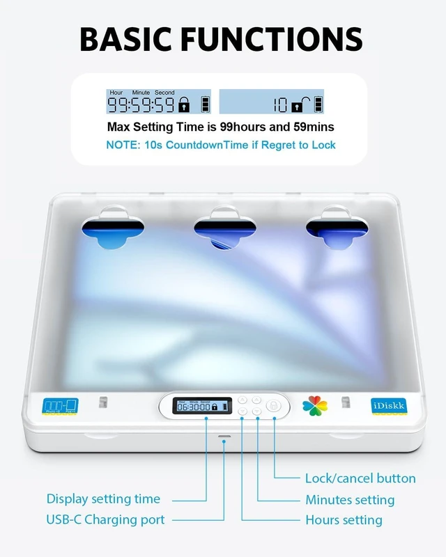 Alt view image 3 of 7 - Large Timer Lock Box for Phone iPad Self Control for Kids & Adults Electronic timed phone jail locker, fits tablet & TV remote, help break screen addiction & build self-discipline