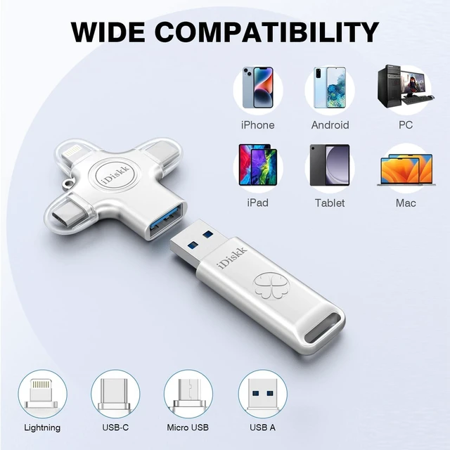 Alt view image 3 of 7 - MFi 64GB iPhone Flash Drive USB-C 3 Photo Stick for iPhone Android One-Click Auto Photo&Video Backup USB flash drive,Multiport Connection Memory Stick to Easily Store & Transfer FilesApp need