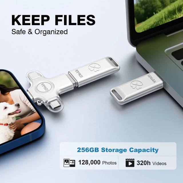 Alt view image 6 of 7 - MFi 64GB iPhone Flash Drive USB-C 3 Photo Stick for iPhone Android One-Click Auto Photo&Video Backup USB flash drive,Multiport Connection Memory Stick to Easily Store & Transfer FilesApp need