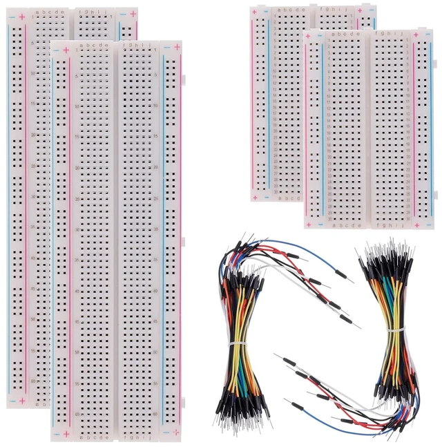 Main image of 3 Values 130 Pcs Solderless Breadboard 4 Pcs 830 Tie Points & 400 Tie Points & 126 Pcs Flexible Breadboard Jumper Wires