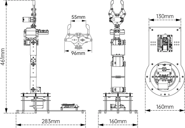 Alt view image 5 of 6 - Robotic Arm Kit 6DOF Programming Robot Arm with 5 Servo, Handle, Mechanical Claw and More, PC Software APP Control with Tutorial