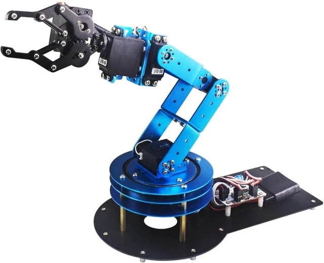 Main image of Robotic Arm Kit 6DOF Programming Robot Arm with 5 Servo, Handle, Mechanical Claw and More, PC Software APP Control with Tutorial