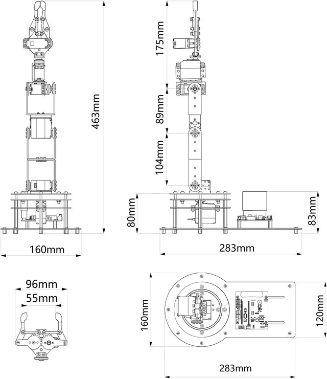Alt view image 5 of 13 - Robotic Arm Kit 6DOF Programming Robot Arm with 5 Servo, Handle, Mechanical Claw and More, PC Software APP Control with Tutorial