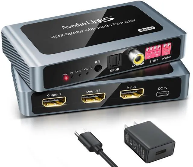 Main image of WRIARICH 4K HDMI Splitter 1 in 4 Out, 1x4 HDMI Splitter Duplicate/Mirror Screen, 4 Port HDMI Splitter Powered Support 4Kx2K@30Hz 3D for PS5, TV Box - Copy 1 Source to 4 Displays(Not Extend)