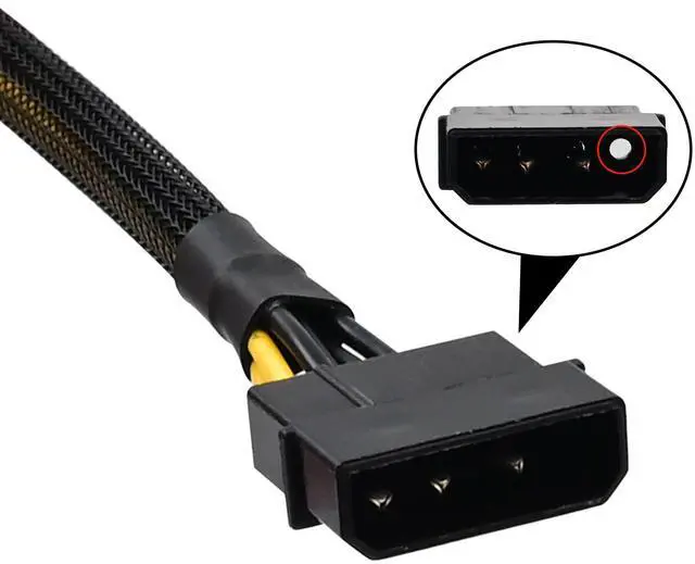 Alt view image 3 of 6 - WRIARICH Molex to CPU 8 Pin EPS Power Cable, LP4 Molex Male to CPU 8 Pin (4+4) EPS-12V Adapter Converter Sleeved 13-inch(33cm)