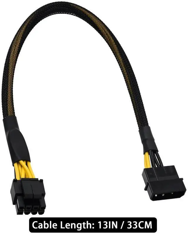 Alt view image 4 of 6 - WRIARICH Molex to CPU 8 Pin EPS Power Cable, LP4 Molex Male to CPU 8 Pin (4+4) EPS-12V Adapter Converter Sleeved 13-inch(33cm)