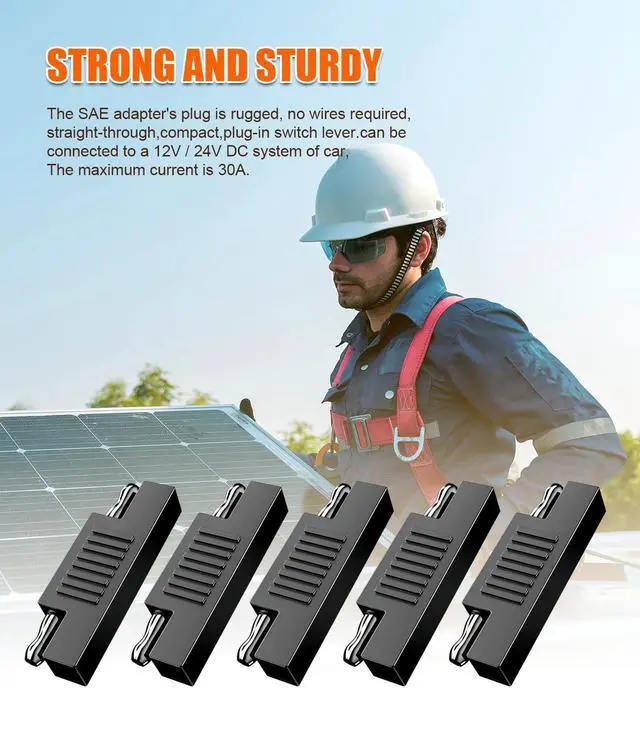 Alt view image 7 of 7 - WRIARICH SAE Connector SAE to SAE Polarity Reverse Quick Disconnect Cable Plug Adapter for Solar Panel Battery Power Charger - 5Pack