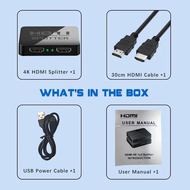 Alt view image 6 of 6 - 4K HDMI Splitter 1 in 2 Out Mirror Display Not Expand, Dual HDMI Splitter Hub to Dual Monitors Multi-Scree Displays Audio Synchronization, Compatible for MacBook Laptop Desktop PC Graphics Card TV