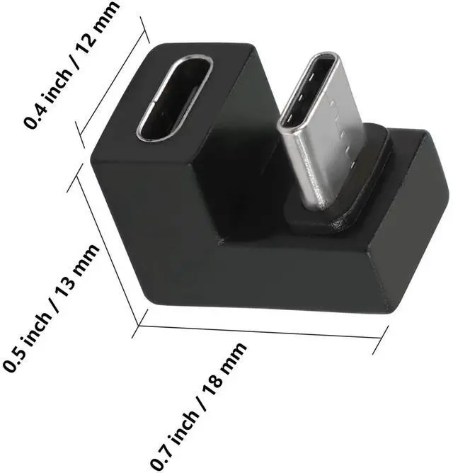 Alt view image 6 of 6 - WRIARICH USB C U-Shape Adapter 180 Degree USB 3.1 Type C Male to Female U-Shape Charging Connector Adapter 4K60Hz 10Gbps for Laptop,Tablet,USB-C Phone