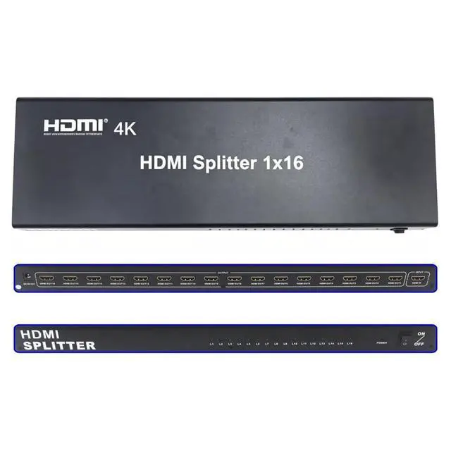 Main image of WRIARICH HDMI Splitter 1 in 16 Out 16 Port 1x16 Full HD 1080P HDMI 1.4 Splitter with Switcher Converter Support 4Kx2K 3D Digital Audio Format Black