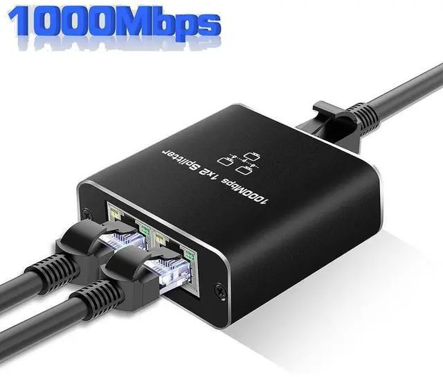 Main image of RJ45 Ethernet Splitter 1 to 2 Out, 1000Mbps Network Splitter with USB Power Cable, Gigabit LAN Internet Splitter Connector for Cat 5/5e/6/7/8, Support Two Devices Working Simultaneously giyqxHw