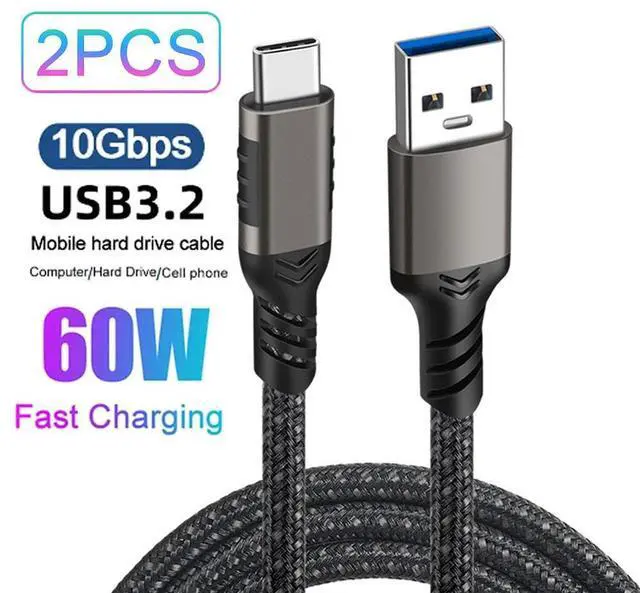 Main image of WRIARICH USB A to USB C Cable 1.6ft+1.6ft Braided, 10Gbps Data Transfer and 60W 3A Fast Charging 3.1/3.2 Gen 2 Cable, for Samsung Galaxy MacBook Laptop Tablet Phone and Other Type A to Type C Device