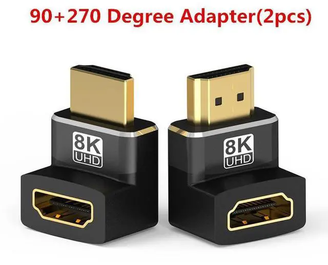 Main image of WRIARICH 8K HDMI Coupler Male to Female 90 Degree and 270 Degree Upward Angle Converter, 2 Pack 8K HDMI Adapter, HDMI Connector 3D, HDMI 2.1 Extender Compatible with HDTV Stick Switch Xbox One PS4