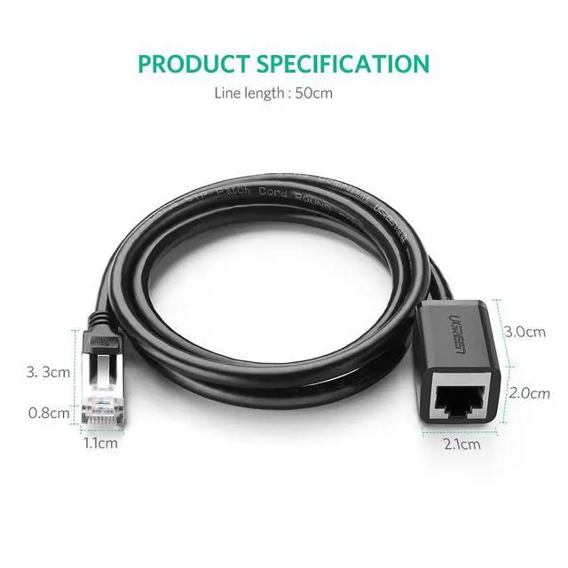 Alt view image 5 of 7 - WRIARICH CAT6 Ethernet Extension Male to Female Internet LAN Network Cable, Support Cat6 / Cat5e / Cat5 Standards, RJ45 Cords Shielded Male to Female, 6ft/2m