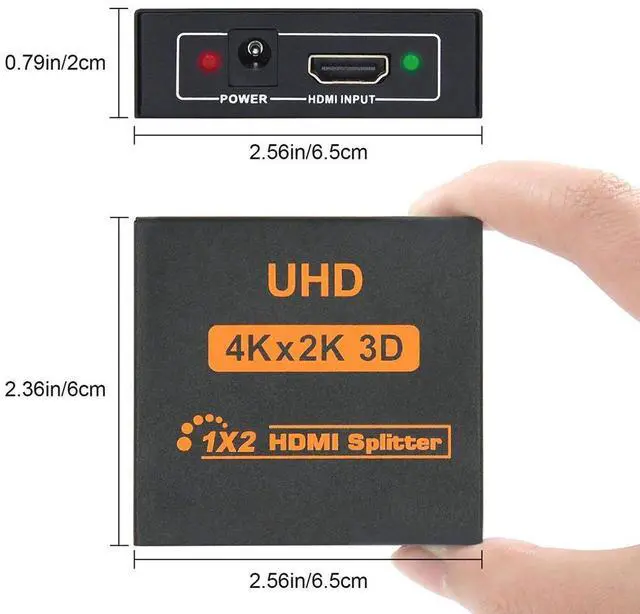 Alt view image 3 of 6 - WRIARICH 4K HDMI Splitter Full HD 1080p Video HDMI Switch Switcher 1X2 Dual Display For HDTV DVD PS3 Xbox