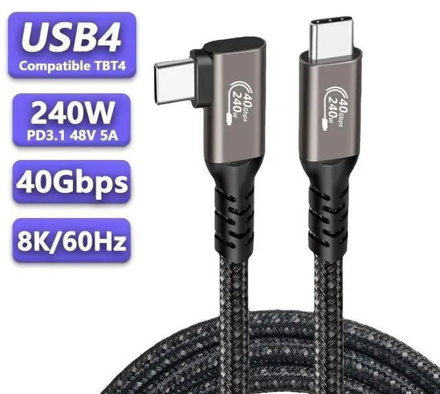Main image of WRIARICH USB 4.0 gen 3 Cable 40Gbps 240W 1.6ft PD Fast Charging 90 Degree Nylon Braided Cable with 40 Gbps Data Transfer Speed Supporting Thunderbolt 3/4,USB4.0 gen 3,8K & Ultra HD Display