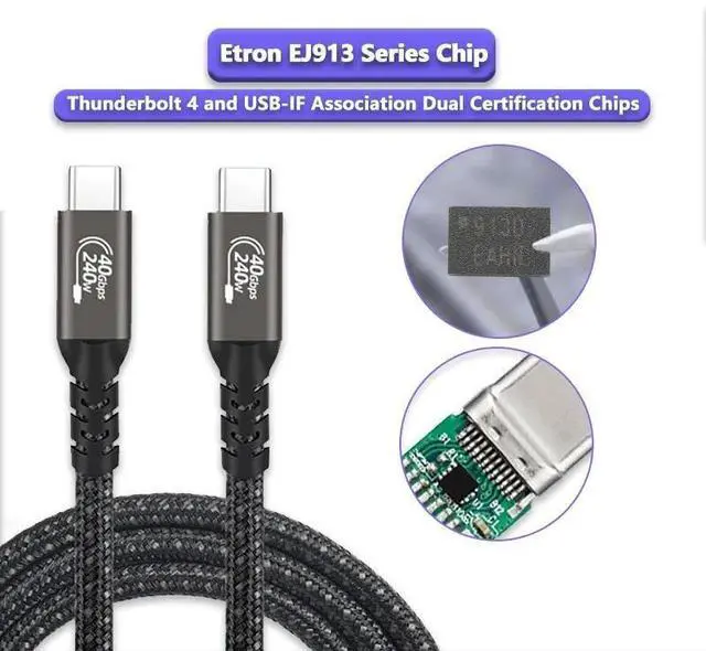Alt view image 6 of 7 - USB 4.0 gen 3 Cable 40Gbps 240W 1.5ft PD Fast Charging Nylon Braided Cable with 40 Gbps Data Transfer Speed Supporting Thunderbolt 3/4,USB4.0 gen 3,8K & Ultra HD Display