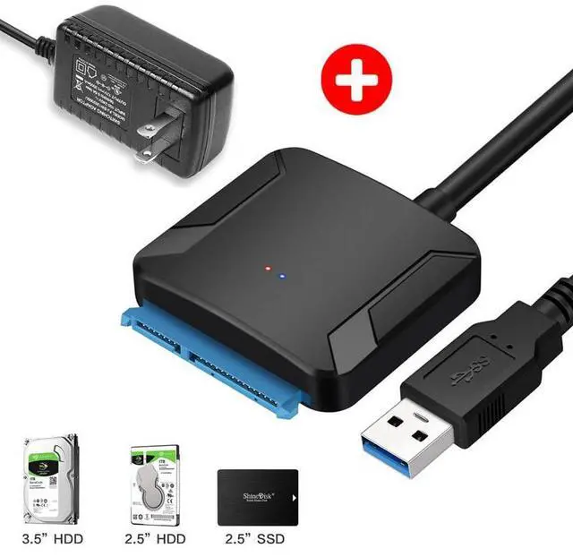 Main image of SATA to USB 3.0 Cable, USB 3.0 to SATA III Hard Drive Adapter Compatible for 2.5 3.5 Inch HDD/SSD Hard Drive Disk and SATA Optical Drive with 12V/2A Power Adapter, Support UASP