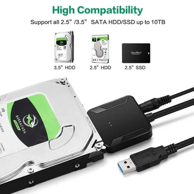 Alt view image 3 of 7 - SATA to USB 3.0 Cable, USB 3.0 to SATA III Hard Drive Adapter Compatible for 2.5 3.5 Inch HDD/SSD Hard Drive Disk and SATA Optical Drive with 12V/2A Power Adapter, Support UASP