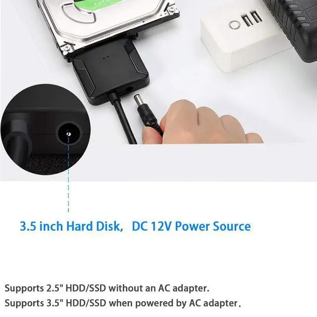 Alt view image 7 of 7 - SATA to USB 3.0 Cable, USB 3.0 to SATA III Hard Drive Adapter Compatible for 2.5 3.5 Inch HDD/SSD Hard Drive Disk and SATA Optical Drive with 12V/2A Power Adapter, Support UASP
