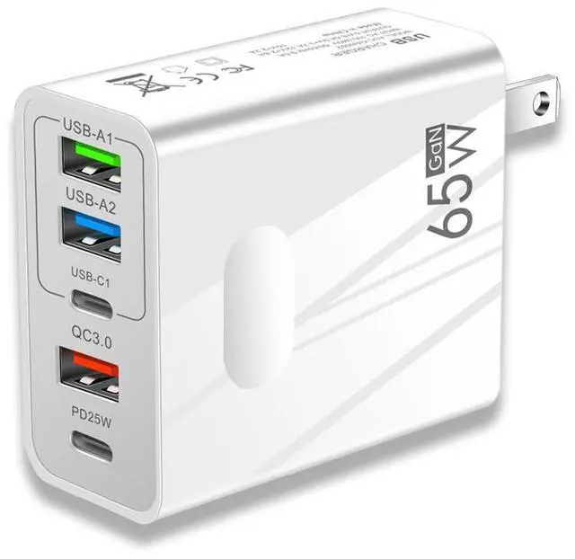 Main image of 65W GaN Fast Charger USB Type C Phone Charger Quick Charging 3.0 5 Port Power Adapter For iPhone 14 13 Xiaomi Samsung Wall Charger - White
