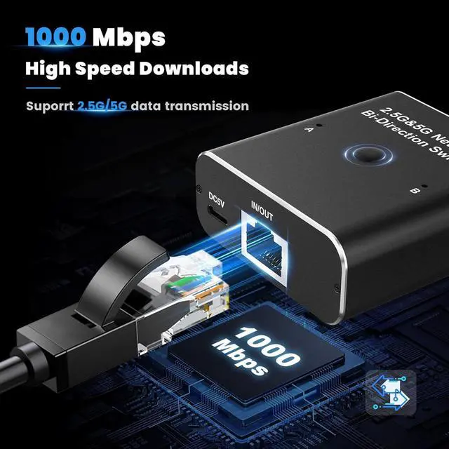 Alt view image 4 of 7 - WRIARICH 1000Mbps Network Bi-Direction Switch RJ45 Splitter 1 to 2 Ethernet Adapter Network Cable Extender 2.5G 5G Gigabit LAN Connector for Cat5/5e/6/7/8 Cable