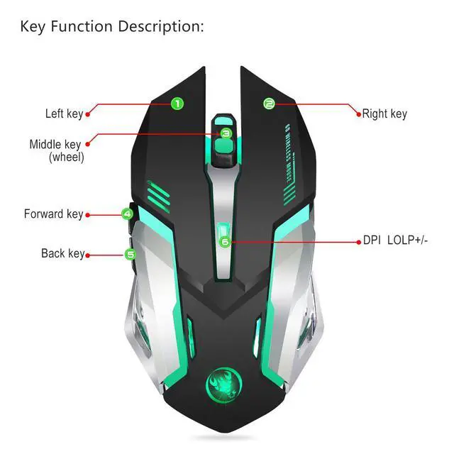 Alt view image 2 of 7 - WRIARICH M10 Wireless Gaming Mouse 2400dpi Rechargeable 7 Color Backlight 2.4g Mouse Ergonomic Computer Silent Pc Laptop Accessories