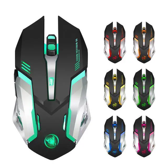 Alt view image 2 of 7 - HXSJ M10 Rechargeable Wireless Gaming Mouse Mice Cordless Mouse High Precision Optical laser Sensor, 7 Smart Buttons PC Gaming Mouse Mice with 2.4GHZ Up to 2400DPI (600Mah Lithium Battery) (Black)